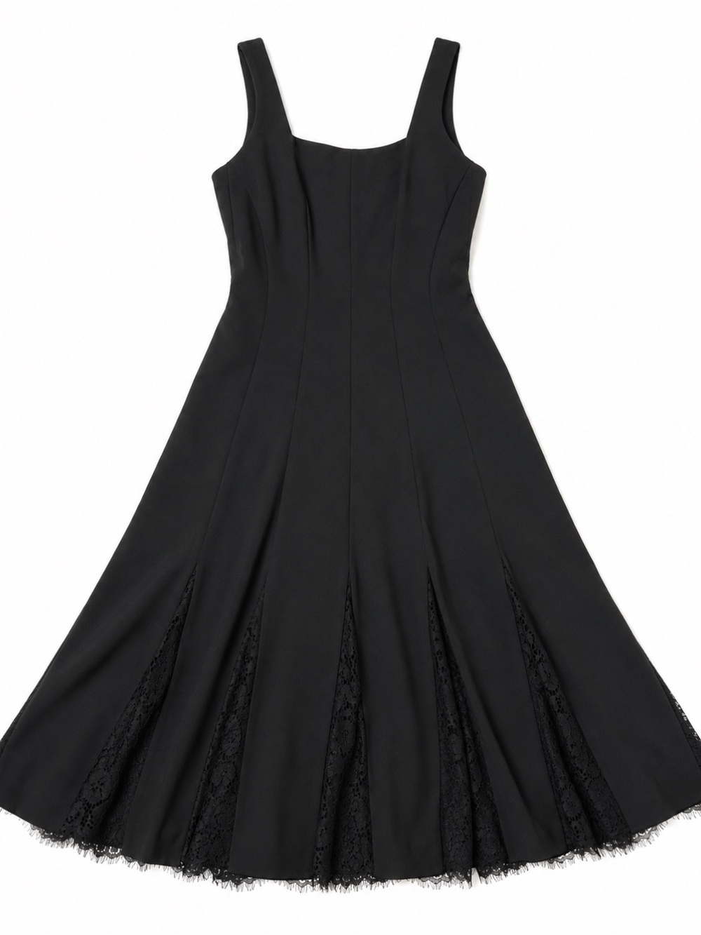 Aidan Mattox Black Lace Inset Fit Flare Dress 8